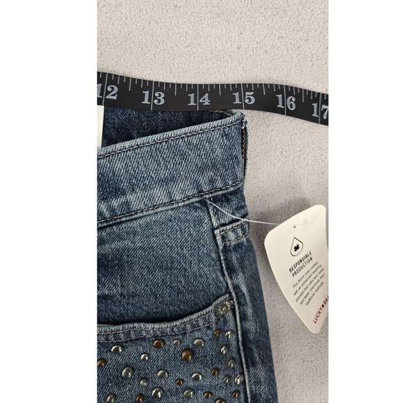 Lucky Brand Zoe High Rise Crop Straight 8/29 Jeans NWT Decorative Studs - Picture 6 of 13